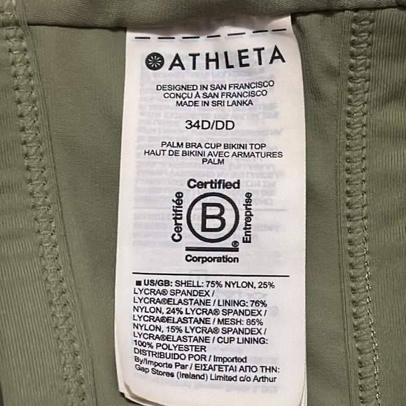 Athleta Palm Swim Top & Bottoms-34D/DD with M Bottoms-Moss Green/Blue Bottoms - Picture 12 of 16